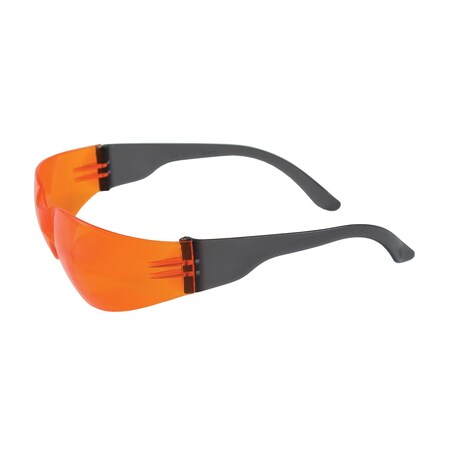 Pip Rimless Safety Glasses with Black Temple, Orange Lens and Anti-Scratch Coating 250-01-0004